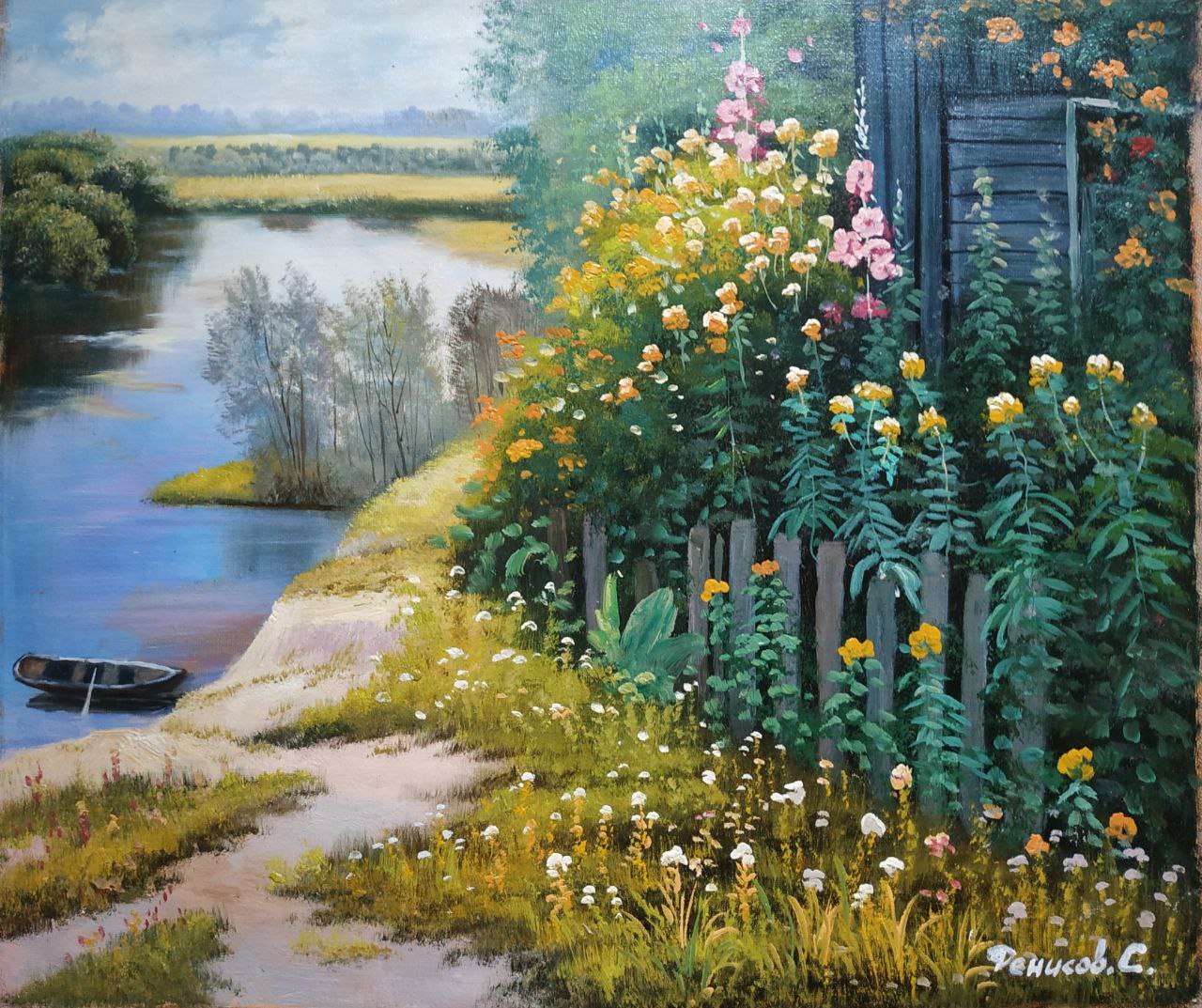 Картина маслом Дачный пейзаж 50х60